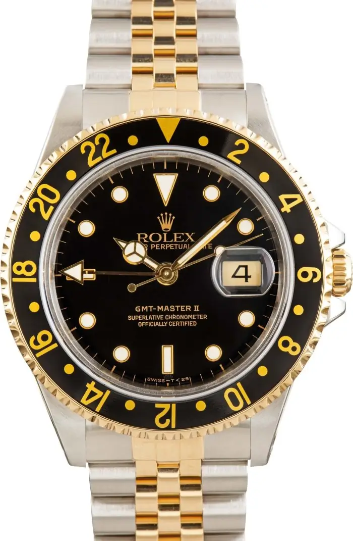 Cheapest Rolex GMT-Master II 16713 Black Dial Two-Tone Watch - Image 2