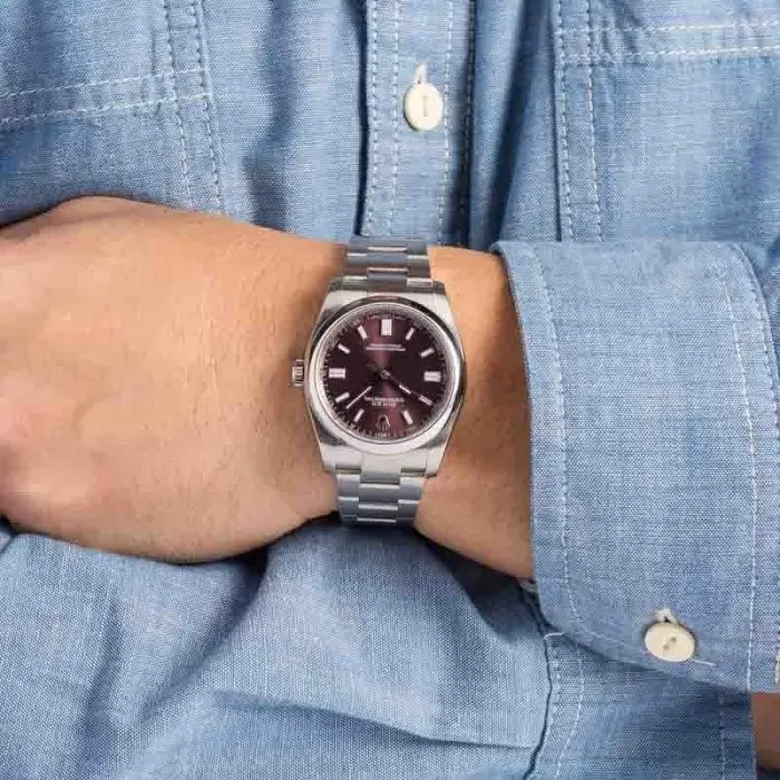 Cheapest Rolex Oyster Perpetual 36mm Red Grape Dial Super Clone - Image 5