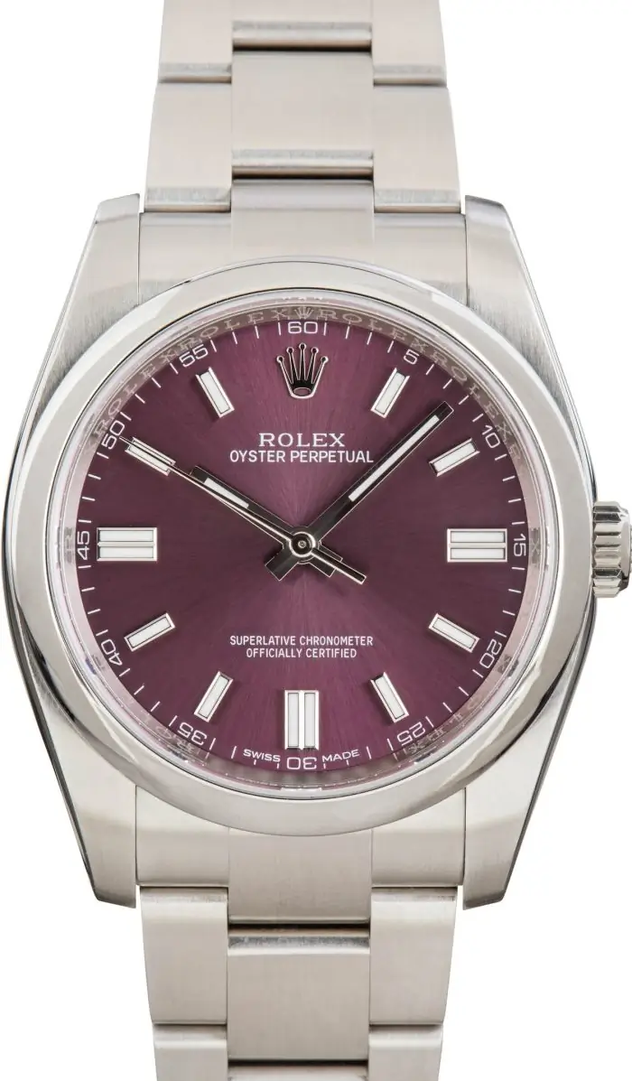 Cheapest Rolex Oyster Perpetual 36mm Red Grape Dial Super Clone - Image 2