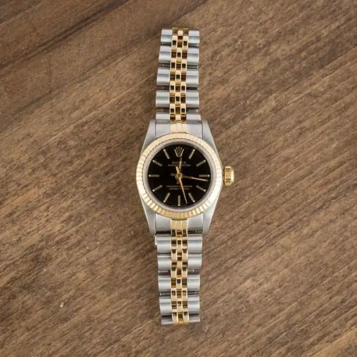 Cheapest Rolex Oyster Perpetual 67193 Black Dial Two-Tone - Image 5