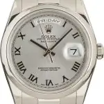 Cheapest Rolex Day-Date 36 Platinum 118206 Silver Roman Dial
