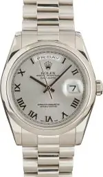 Cheapest Rolex Day-Date 36 Platinum 118206 Silver Roman Dial
