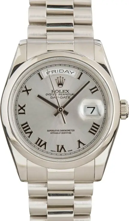 Cheapest Rolex Day-Date 36 Platinum 118206 Silver Roman Dial