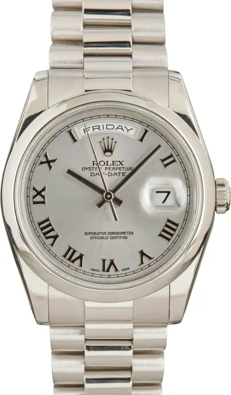 Cheapest Rolex Day-Date 36 Platinum 118206 Silver Roman Dial