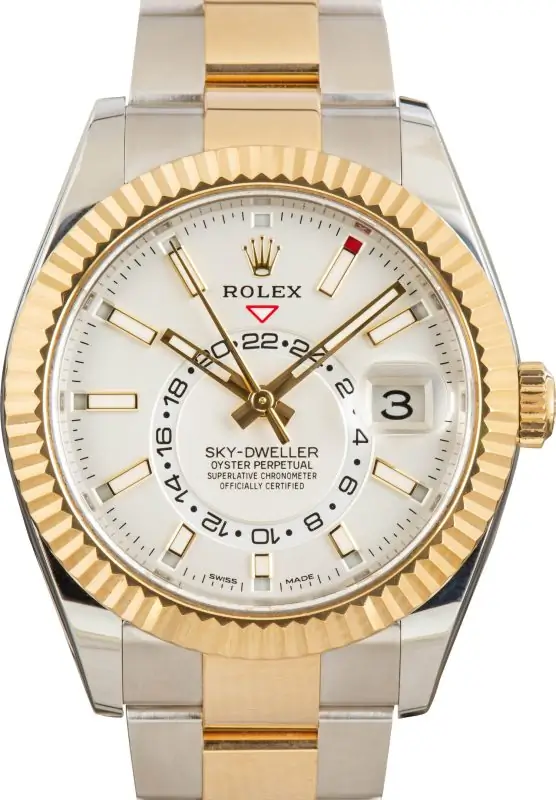 Cheapest Rolex Sky-Dweller 326933 Steel Gold White Dial