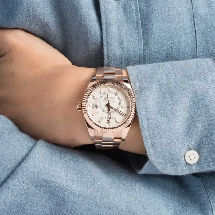 Best Clone Rolex Sky-Dweller 326935 Rose Gold White Dial - Image 5