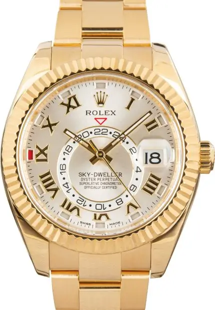 Cheapest Rolex Sky-Dweller 326938 Yellow Gold Silver Roman Dial
