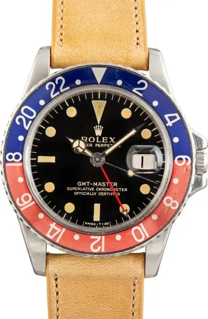 Vintage Rolex GMT-Master 1675 Pepsi Stainless Steel Watch