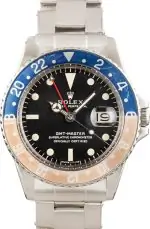 Vintage Rolex GMT-Master 1675 Pepsi Stainless Steel Watch