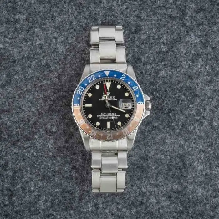 Vintage Rolex GMT-Master 1675 Pepsi Stainless Steel Watch - Image 9